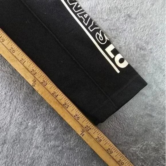 High Rise Black Leggings | M/L | LOVE ALWAYS Side Stripe | Stretchy Yoga Fit - Picture 7 of 10